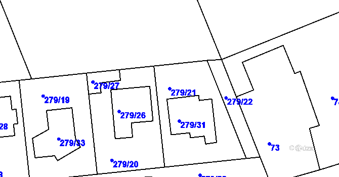 Parcela st. 279/21 v KÚ Služovice, Katastrální mapa