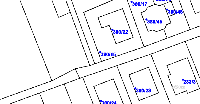 Parcela st. 380/15 v KÚ Služovice, Katastrální mapa