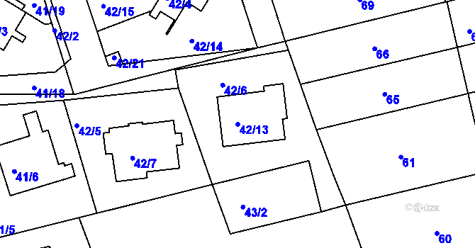 Parcela st. 42/13 v KÚ Služovice, Katastrální mapa