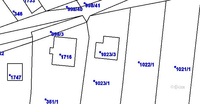 Parcela st. 1023/3 v KÚ Smečno, Katastrální mapa