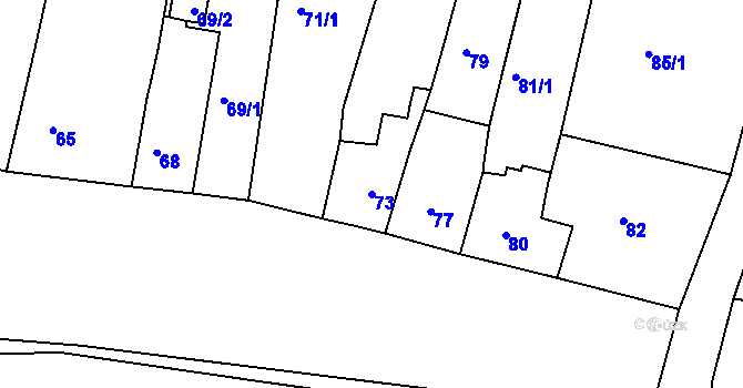 Parcela st. 73 v KÚ Smečno, Katastrální mapa