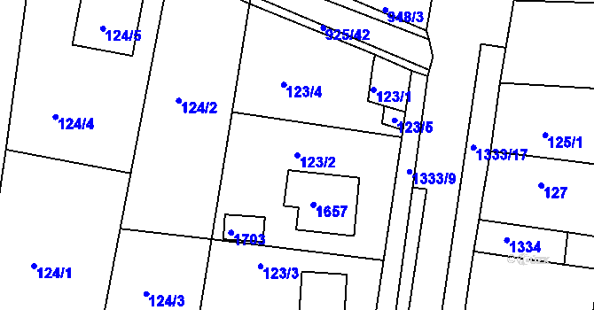 Parcela st. 123/2 v KÚ Smečno, Katastrální mapa