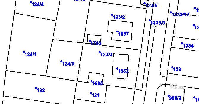 Parcela st. 123/3 v KÚ Smečno, Katastrální mapa