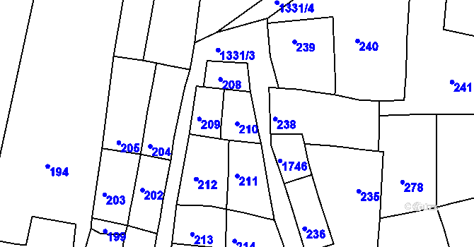 Parcela st. 210 v KÚ Smečno, Katastrální mapa