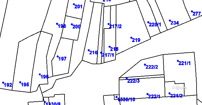 Parcela st. 217/1 v KÚ Smečno, Katastrální mapa