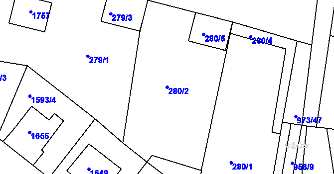 Parcela st. 280/2 v KÚ Smečno, Katastrální mapa