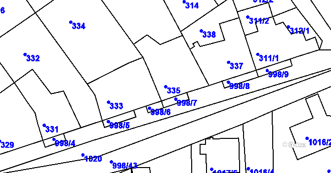 Parcela st. 335 v KÚ Smečno, Katastrální mapa