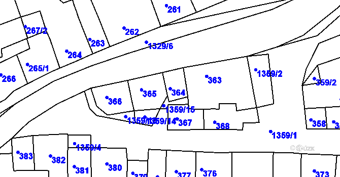 Parcela st. 364 v KÚ Smečno, Katastrální mapa