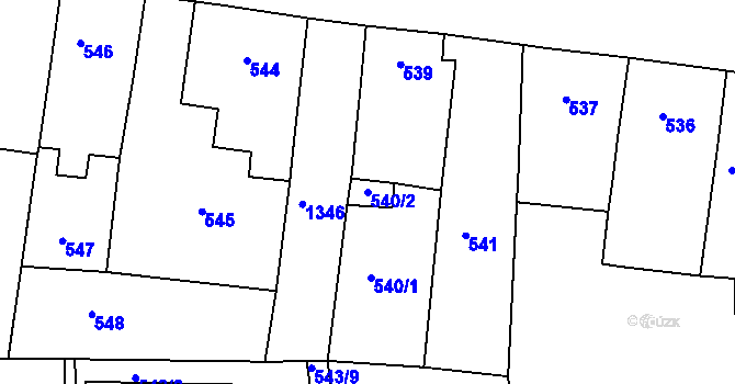Parcela st. 540/2 v KÚ Smečno, Katastrální mapa