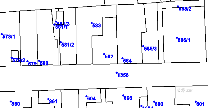 Parcela st. 582 v KÚ Smečno, Katastrální mapa