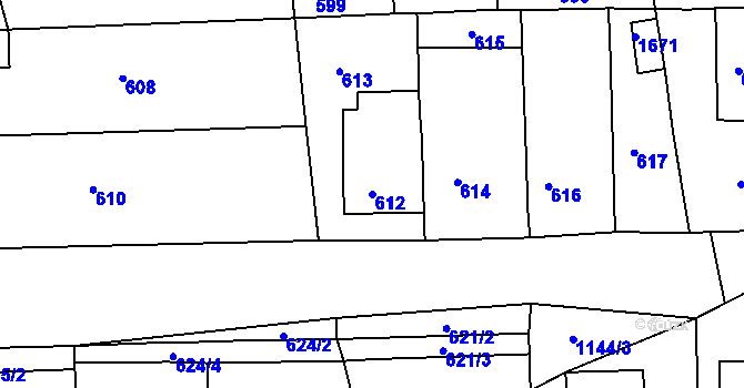 Parcela st. 612 v KÚ Smečno, Katastrální mapa