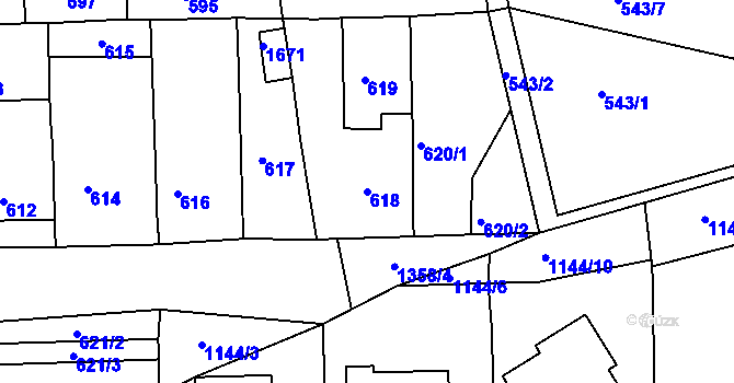 Parcela st. 618 v KÚ Smečno, Katastrální mapa