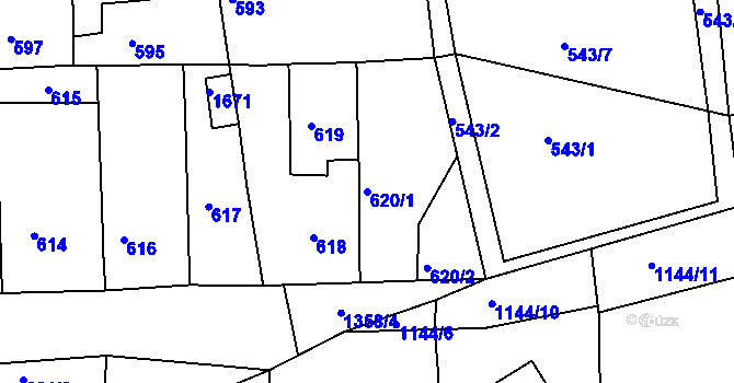 Parcela st. 620/1 v KÚ Smečno, Katastrální mapa