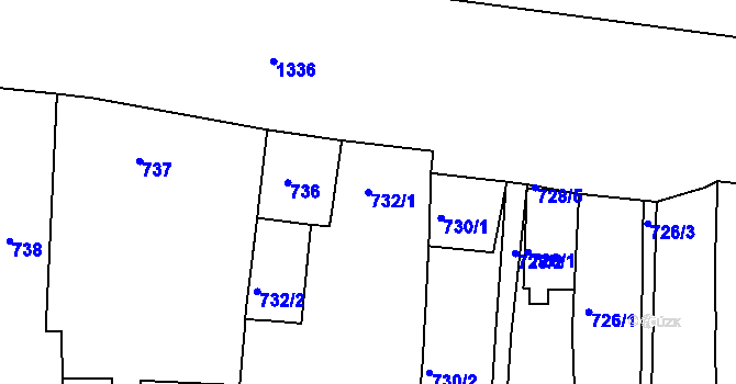 Parcela st. 732/1 v KÚ Smečno, Katastrální mapa