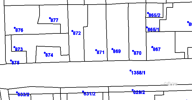 Parcela st. 871 v KÚ Smečno, Katastrální mapa