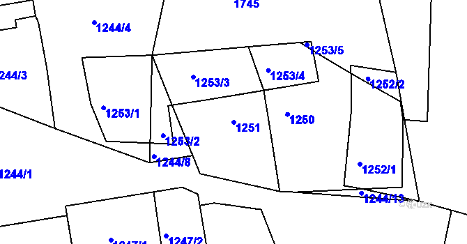 Parcela st. 1251 v KÚ Smečno, Katastrální mapa