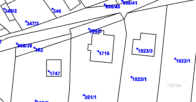 Parcela st. 1716 v KÚ Smečno, Katastrální mapa