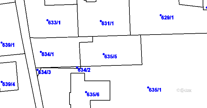 Parcela st. 635/5 v KÚ Smečno, Katastrální mapa