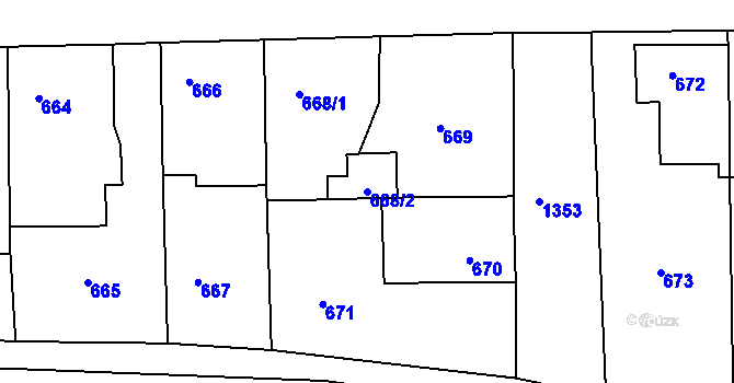 Parcela st. 668/2 v KÚ Smečno, Katastrální mapa