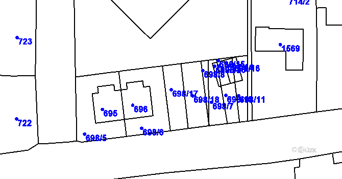 Parcela st. 698/17 v KÚ Smečno, Katastrální mapa
