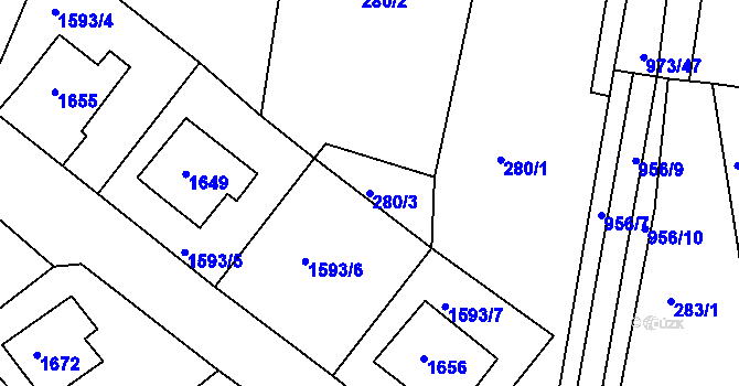 Parcela st. 280/3 v KÚ Smečno, Katastrální mapa