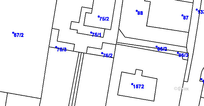 Parcela st. 76/2 v KÚ Smečno, Katastrální mapa