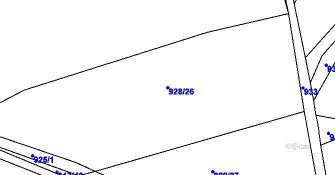 Parcela st. 928/26 v KÚ Smečno, Katastrální mapa
