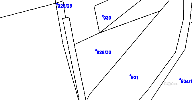 Parcela st. 928/30 v KÚ Smečno, Katastrální mapa