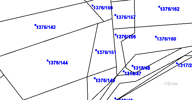 Parcela st. 1376/151 v KÚ Smečno, Katastrální mapa
