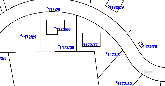 Parcela st. 1172/77 v KÚ Smečno, Katastrální mapa