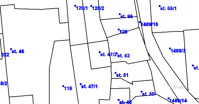 Parcela st. 47/2 v KÚ Smetanova Lhota, Katastrální mapa