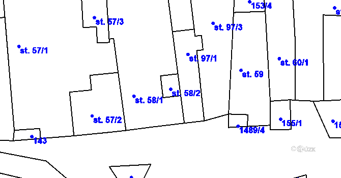 Parcela st. 58/2 v KÚ Smetanova Lhota, Katastrální mapa