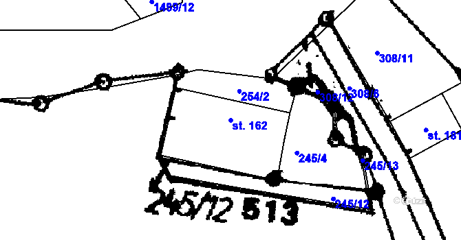Parcela st. 162 v KÚ Smetanova Lhota, Katastrální mapa