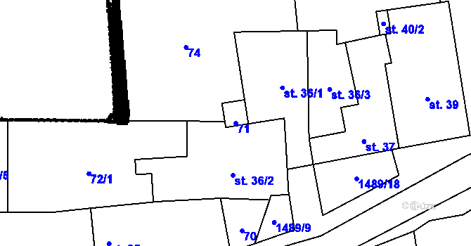 Parcela st. 71 v KÚ Smetanova Lhota, Katastrální mapa
