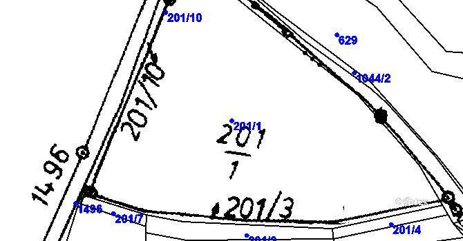 Parcela st. 201/1 v KÚ Smetanova Lhota, Katastrální mapa