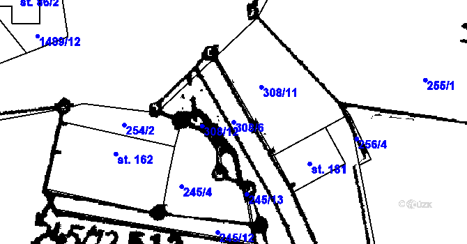 Parcela st. 308/6 v KÚ Smetanova Lhota, Katastrální mapa