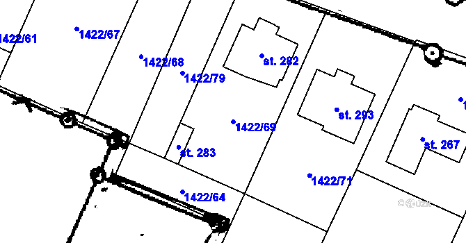 Parcela st. 1422/69 v KÚ Smetanova Lhota, Katastrální mapa
