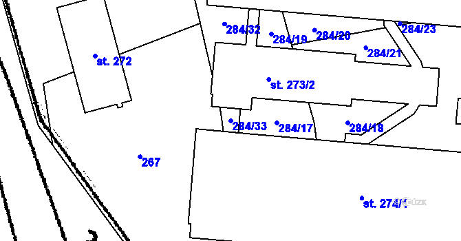 Parcela st. 284/33 v KÚ Smetanova Lhota, Katastrální mapa