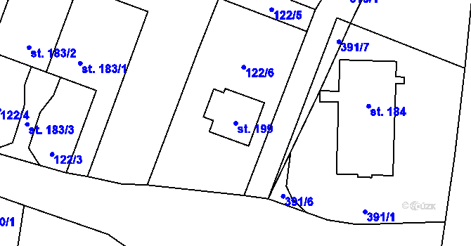 Parcela st. 199 v KÚ Varvažov, Katastrální mapa