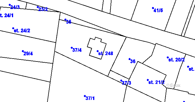 Parcela st. 248 v KÚ Varvažov, Katastrální mapa