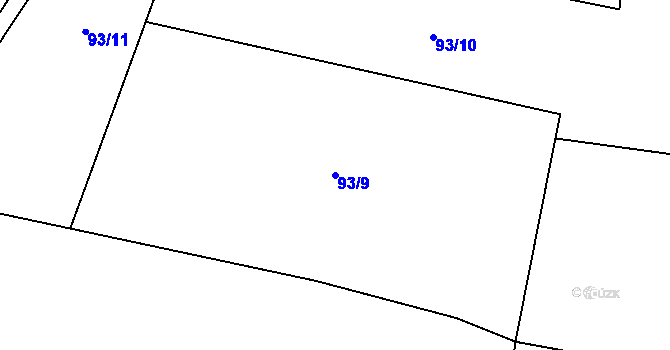 Parcela st. 93/9 v KÚ Varvažov, Katastrální mapa