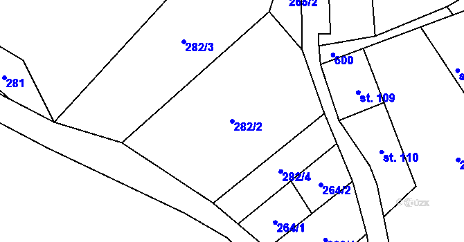 Parcela st. 282/2 v KÚ Varvažov, Katastrální mapa