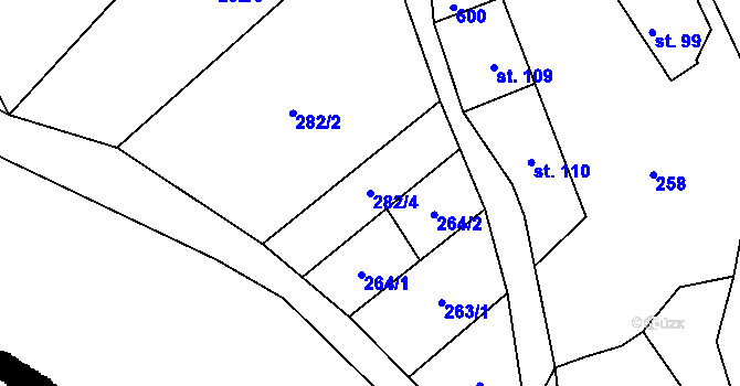 Parcela st. 282/4 v KÚ Varvažov, Katastrální mapa