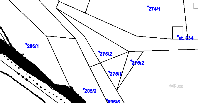 Parcela st. 275/2 v KÚ Varvažov, Katastrální mapa