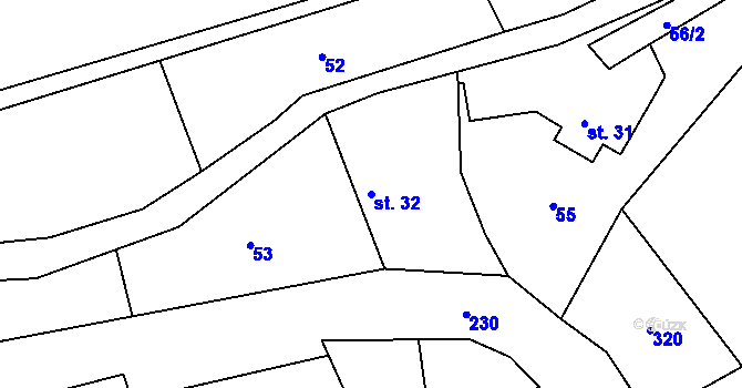 Parcela st. 32 v KÚ Červeněves, Katastrální mapa