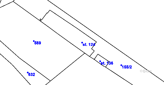 Parcela st. 124 v KÚ Červeněves, Katastrální mapa