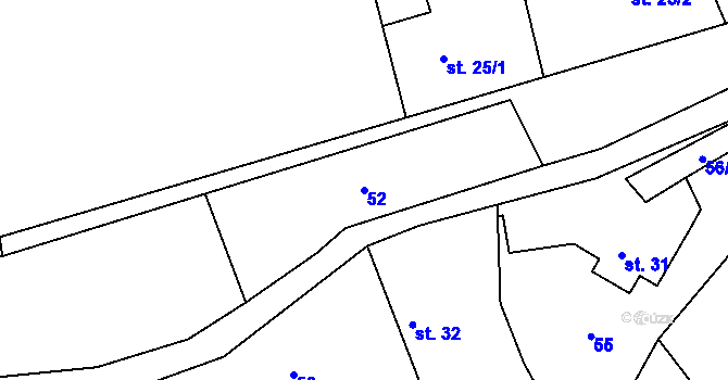 Parcela st. 52 v KÚ Červeněves, Katastrální mapa