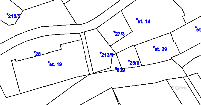 Parcela st. 213/5 v KÚ Červeněves, Katastrální mapa