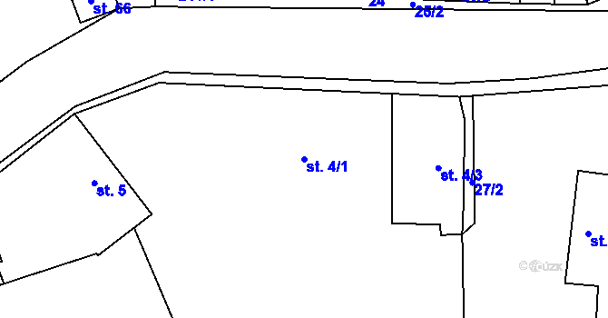 Parcela st. 4/1 v KÚ Křičov, Katastrální mapa