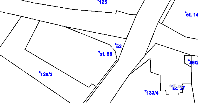Parcela st. 58 v KÚ Křičov, Katastrální mapa